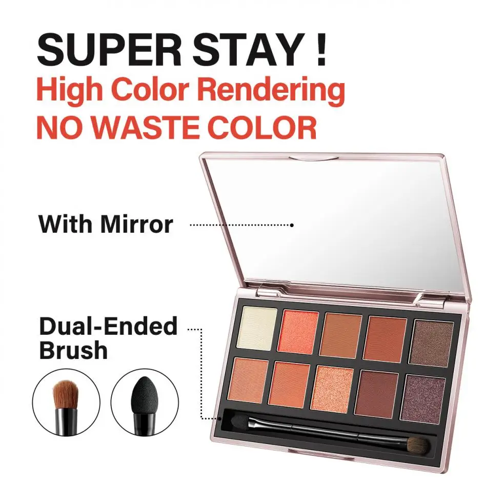 Carslan 10 Colors Silky Twinkle Comprehensive Eyeshadow Palette Nude Warm Natural Matte Glitter Pearly Eye Shadow Women Makeup