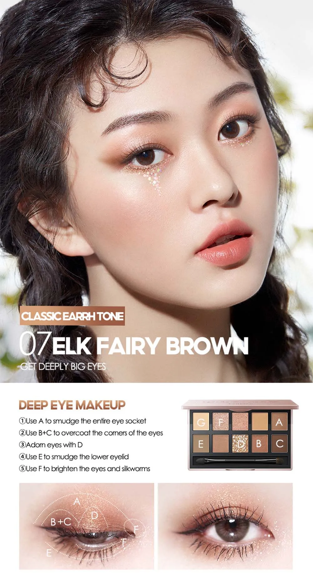 Carslan 10 Colors Silky Twinkle Comprehensive Eyeshadow Palette Nude Warm Natural Matte Glitter Pearly Eye Shadow Women Makeup