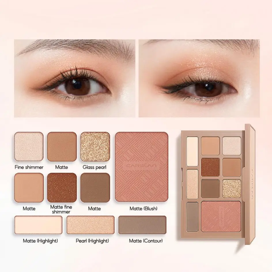 Carslan 10 Colors Silky Twinkle Comprehensive Eyeshadow Palette Nude Warm Natural Matte Glitter Pearly Eye Shadow Women Makeup