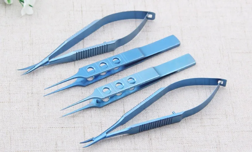 New 11cm Stainless steel ophthalmic microsurgical instruments Needle Holder Micro scissors Tweezers hand surgery 4pcs/set