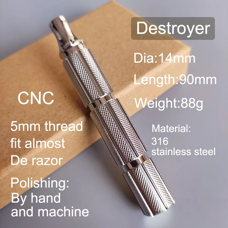 Dscosmetic Knurl 316L Stainless Steel Safety Razor Handle