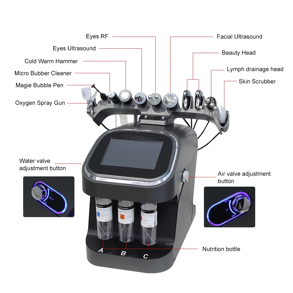 AOKO Updated 10 in 1 Bubbles Skincare Facial spa Hydrogen Purification Face Cleaning Professional Beauty Machines