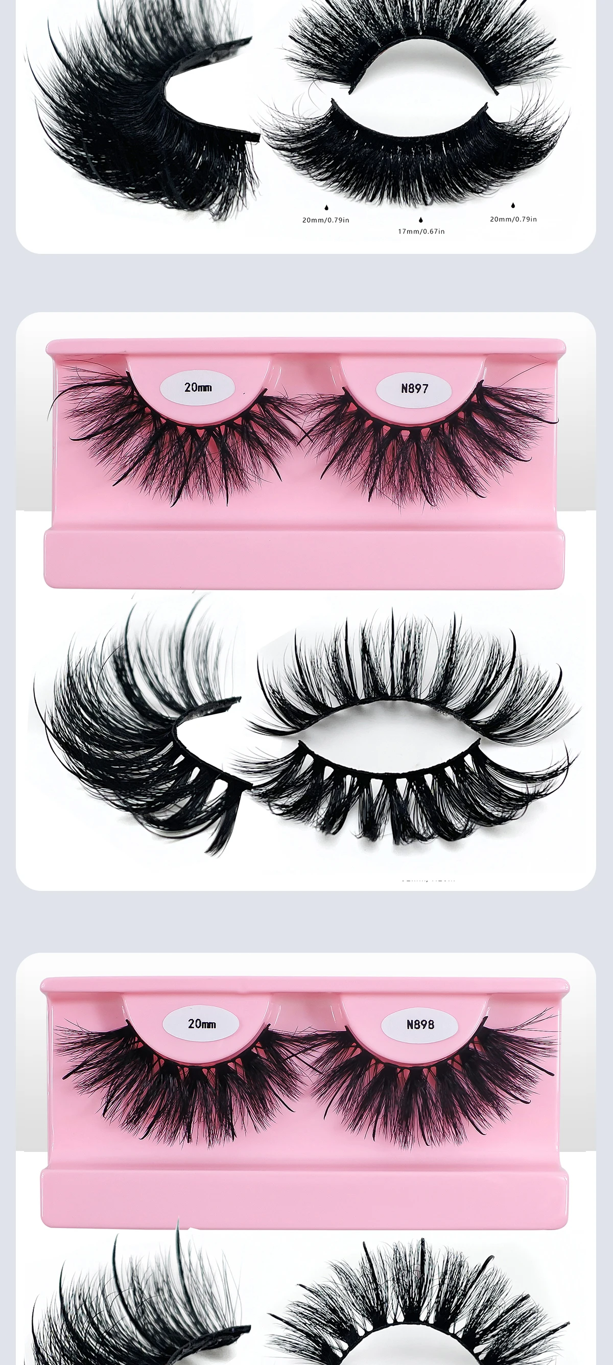 Free Shipping 10Pairs/Pack Fluffy Wispy Natural Strip Lashes With Spikes Wholesale in Bulk Faux Mink Lashes Supplies