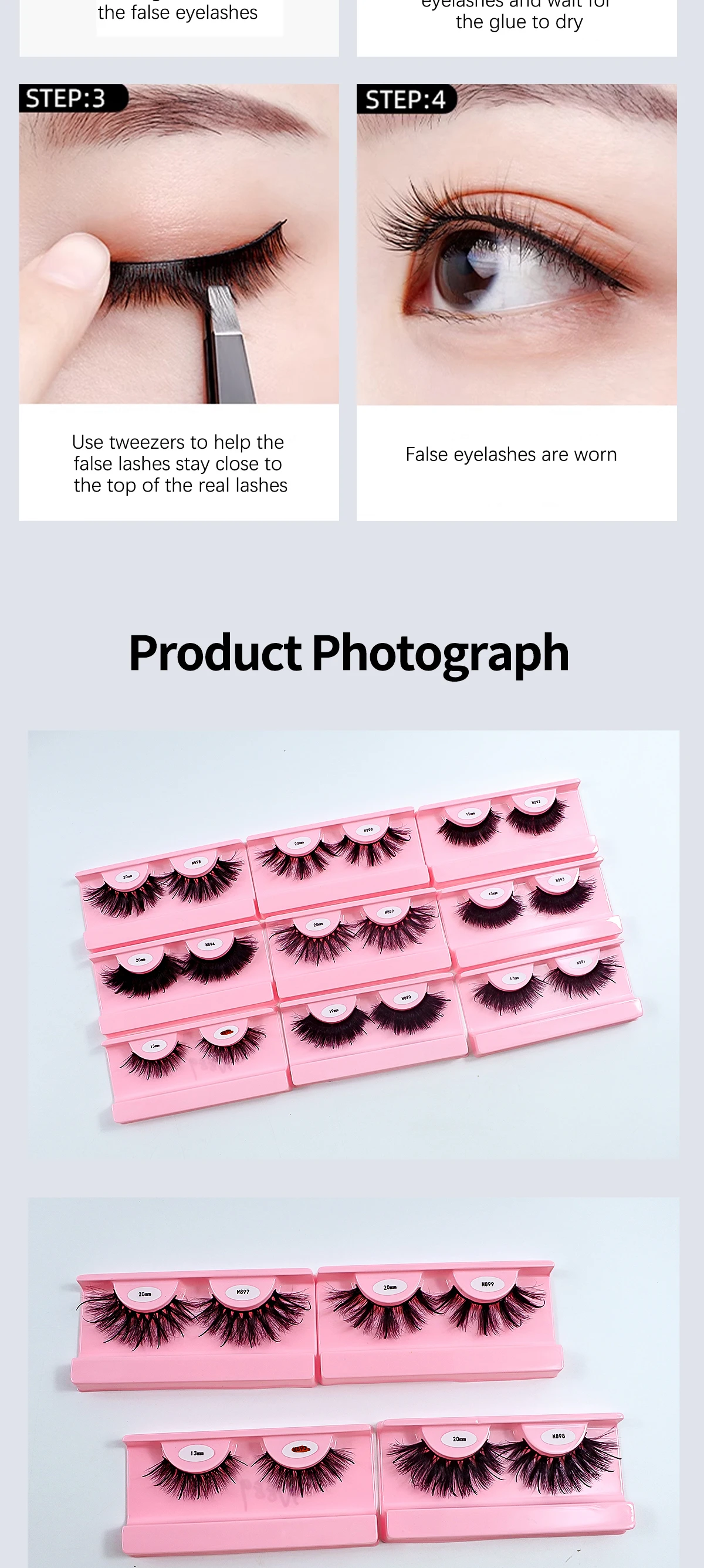 Free Shipping 10Pairs/Pack Fluffy Wispy Natural Strip Lashes With Spikes Wholesale in Bulk Faux Mink Lashes Supplies