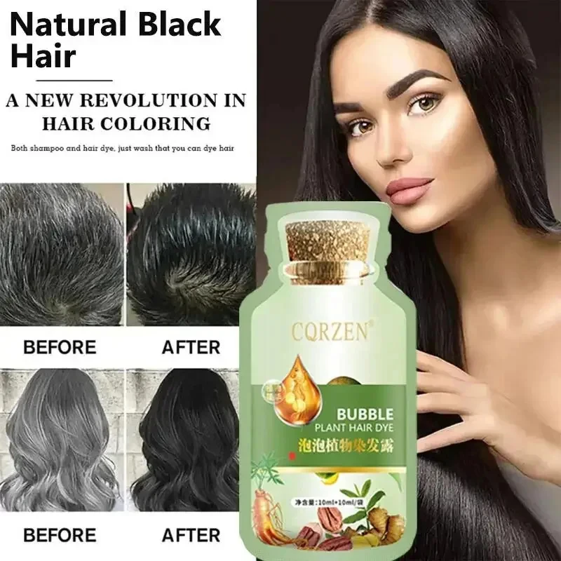 Pure Natural Herbal Hair Dye Shampoo Change Hair Color Cover Gray Hair White Hair Treatment Bubble Plant Hair Dye Hair Care