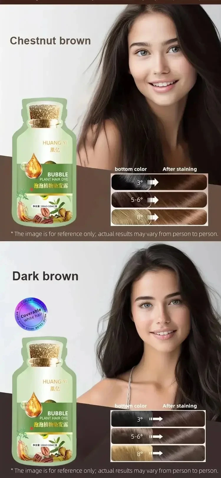 Pure Natural Herbal Hair Dye Shampoo Change Hair Color Cover Gray Hair White Hair Treatment Bubble Plant Hair Dye Hair Care