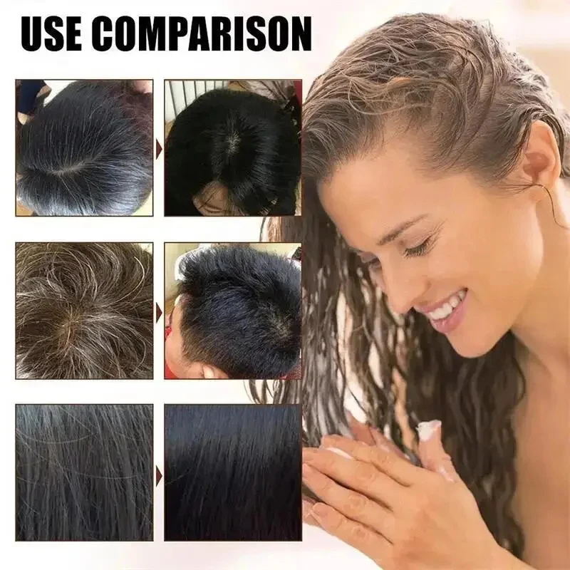 Pure Natural Herbal Hair Dye Shampoo Change Hair Color Cover Gray Hair White Hair Treatment Bubble Plant Hair Dye Hair Care