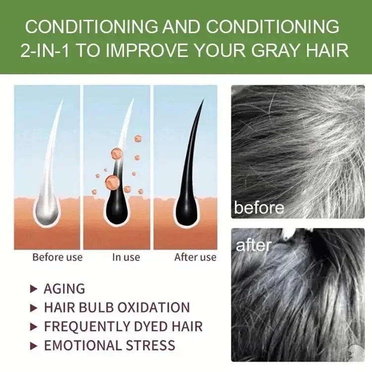 Pure Natural Herbal Hair Dye Shampoo Change Hair Color Cover Gray Hair White Hair Treatment Bubble Plant Hair Dye Hair Care