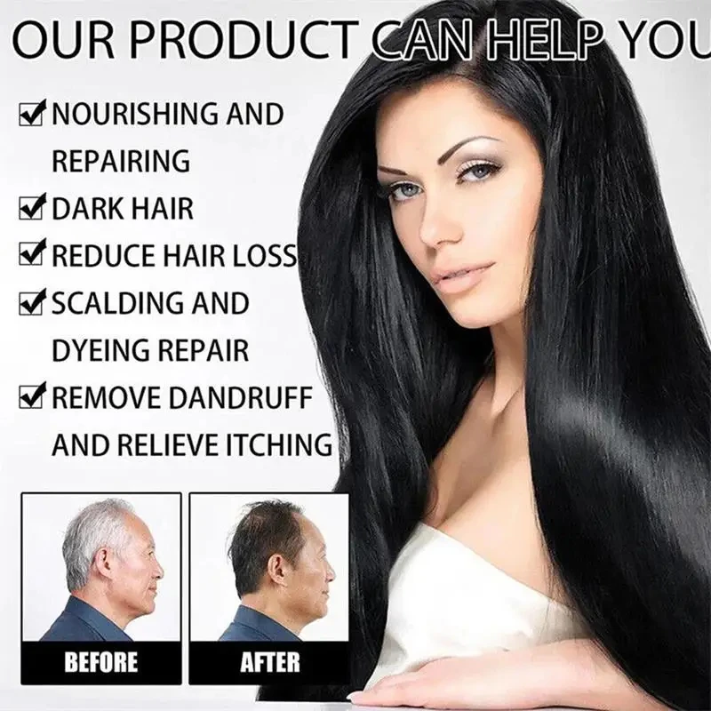 Pure Natural Herbal Hair Dye Shampoo Change Hair Color Cover Gray Hair White Hair Treatment Bubble Plant Hair Dye Hair Care