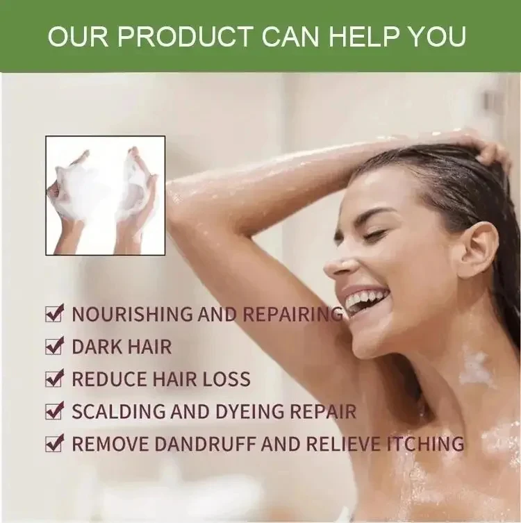 Pure Natural Herbal Hair Dye Shampoo Change Hair Color Cover Gray Hair White Hair Treatment Bubble Plant Hair Dye Hair Care