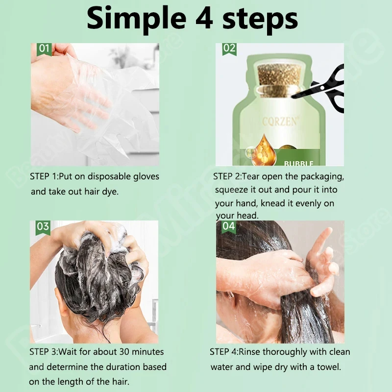 Pure Natural Herbal Hair Dye Shampoo Change Hair Color Cover Gray Hair White Hair Treatment Bubble Plant Hair Dye Hair Care
