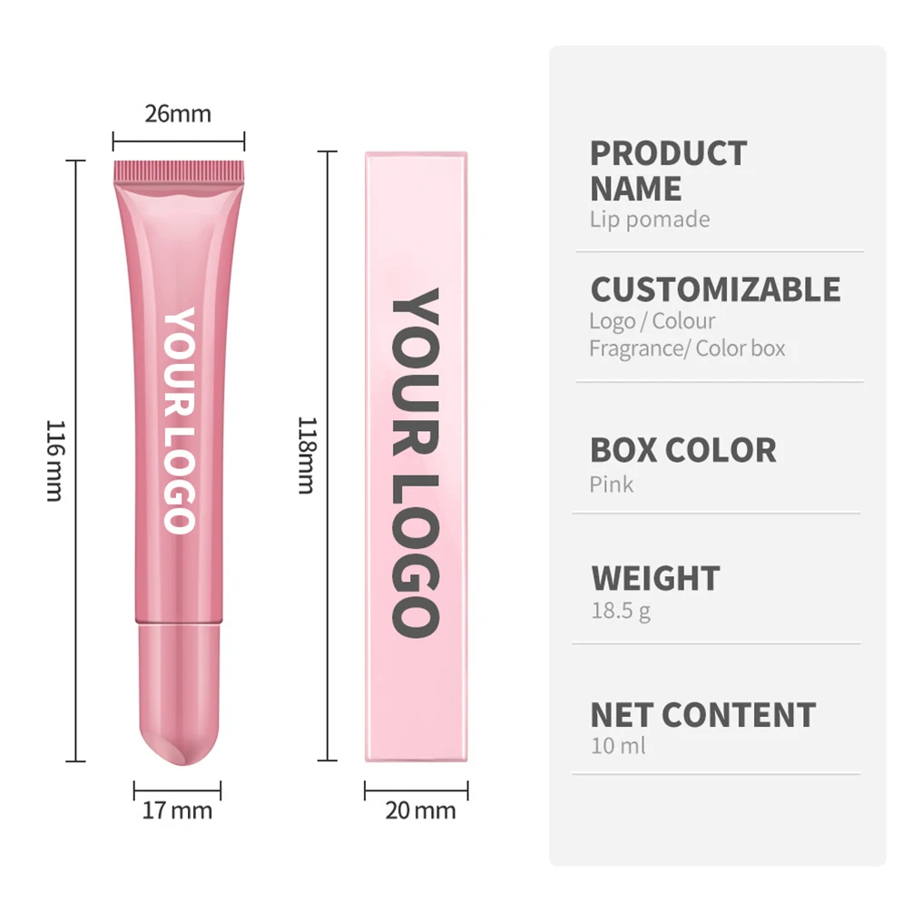 Private Label Lip Oil Custom Logo 10ml Polypeptide Colored Lip Balm Arnica Lipgloss Super Moisturizing Gel Plumping Makeup Hose