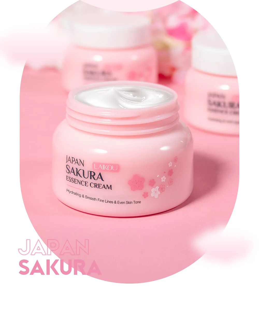 2pcs LAIKOU Japan Sakura Essence Face Cream Cherry Blossom Smoothing Facial Cream Moisturizing Hydration Korean Skin Care