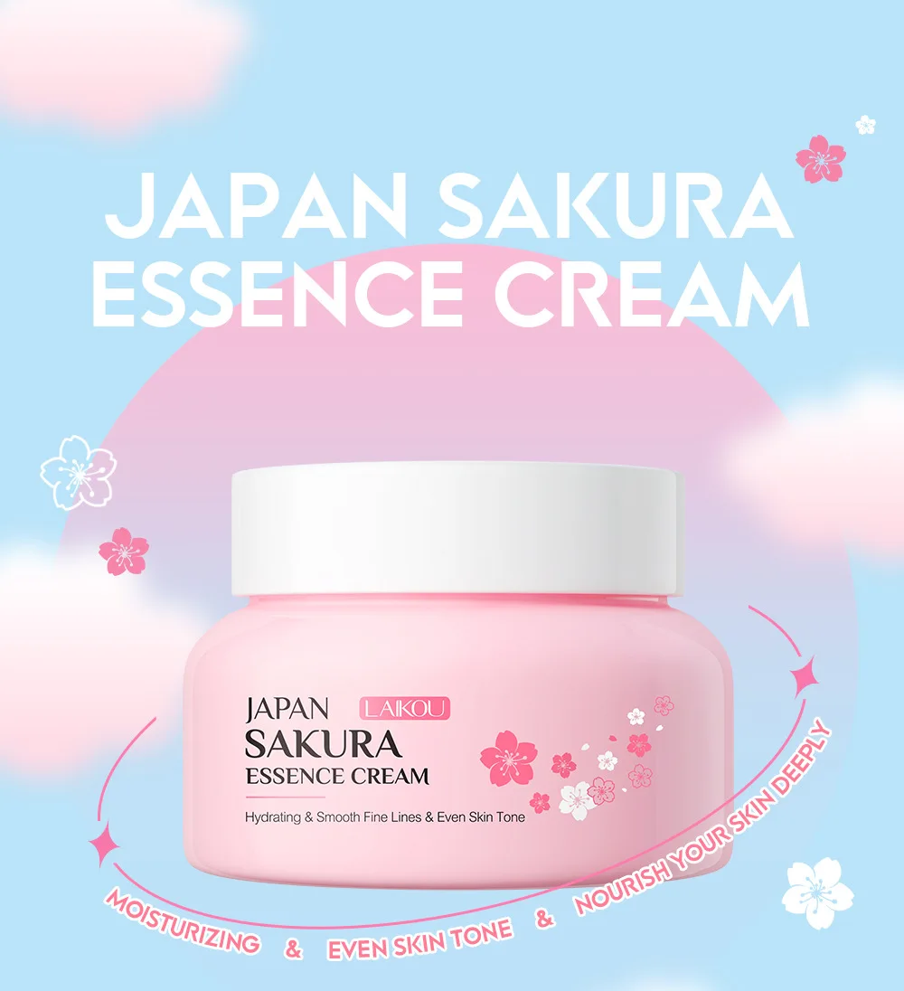 2pcs LAIKOU Japan Sakura Essence Face Cream Cherry Blossom Smoothing Facial Cream Moisturizing Hydration Korean Skin Care