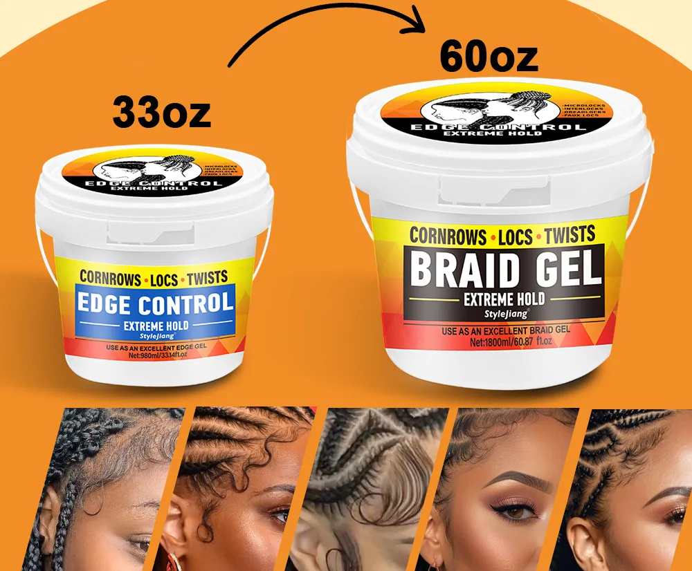 Braiding Hair Wax Edge Control, Strong Hold Long Lasting Hair Styling Wax, Large Capacity Big Jar Anti-Frizz Non-Greasy Hair Wax
