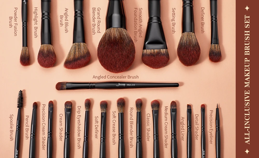 Jessup Makeup Brushes set,13/16/21pcs Premium Synthetic Big Powder Brush Foundation Concealer Eyeshadow Liner Wooden T271
