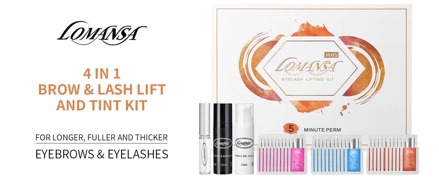 Lomansa 4 In 1 Lash Lift And Tint Kit Instant Fuller Eyelash Lift Brow Lamination Kit Fast Brow Tint and Voluminous Makeup Tools