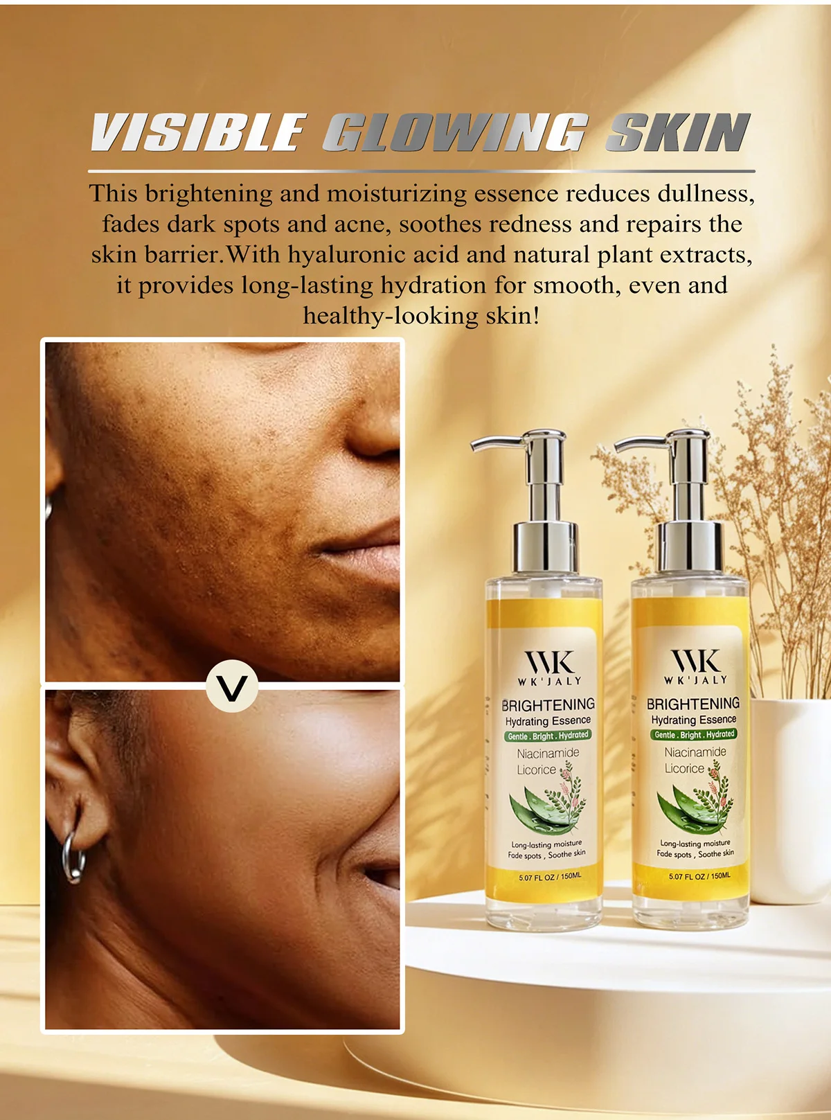 WK JALY Whitening Black Spot Removal Serum, With Niacinamide, Licorice, Remove Melanin, Freckles, Even Skin Tone, for All Skin