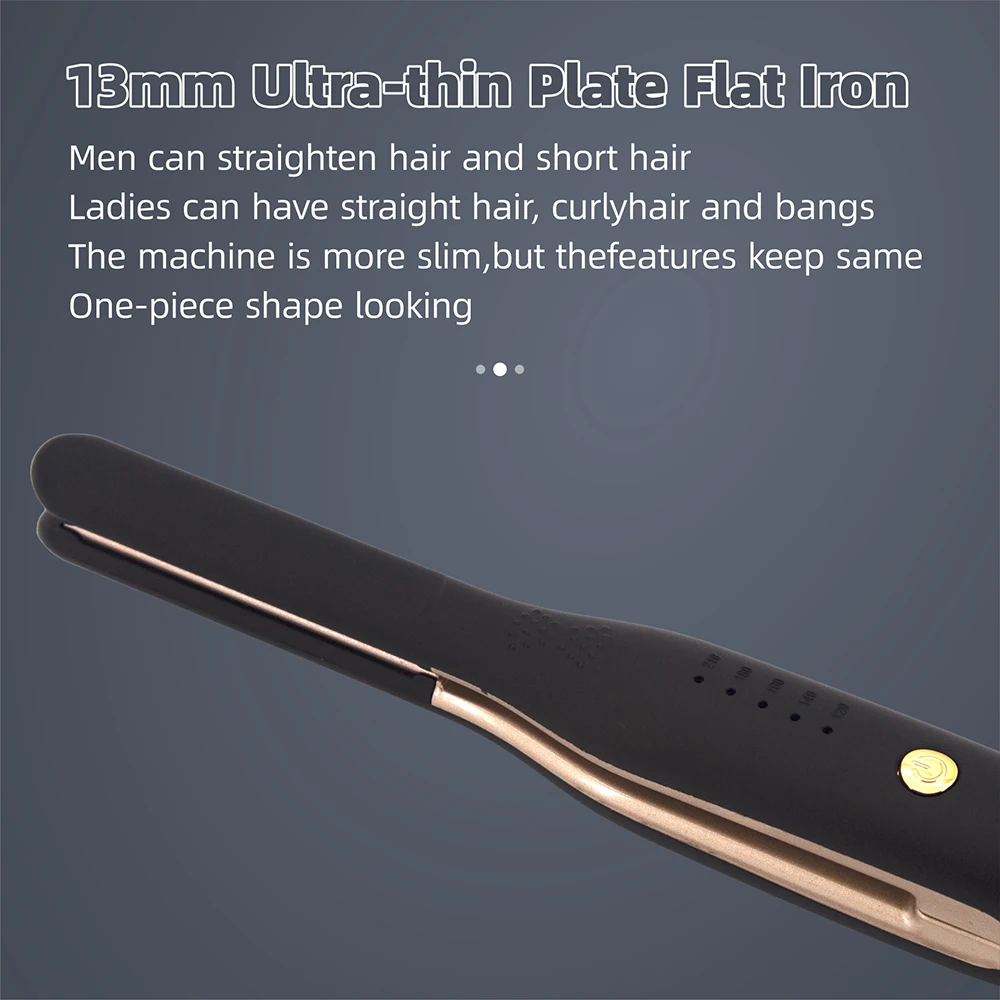 Hair Straightener Curler Professional Ceramic Coating Thinnest Plate Pencil Flat Irons For Short Hair Men's Beard Styler