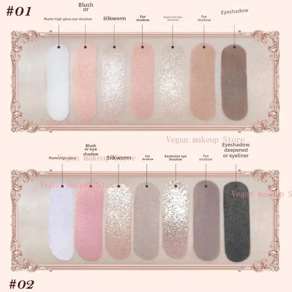 Flower Knows Strawberry Rococo Eyeshadow Pressed Glitter 5 Color Eye Shadow Creamy Texture Natural Bronze Cosmetic Eye Shadows