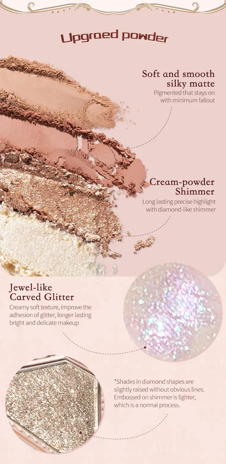 Flower Knows Strawberry Rococo Eyeshadow Pressed Glitter 5 Color Eye Shadow Creamy Texture Natural Bronze Cosmetic Eye Shadows