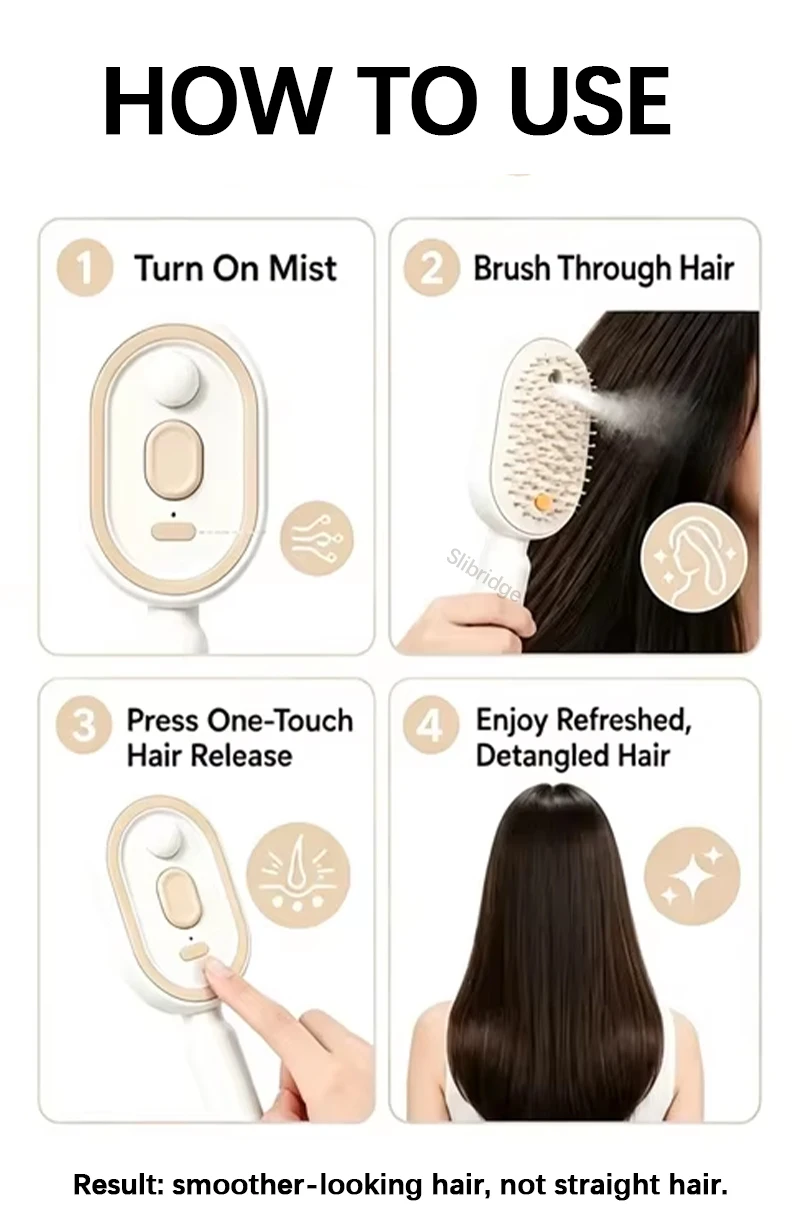 Wet Electrics Hair Brush with Water Spray Rechargeable Steam Hair Straightener for Both Long & Short Hairs anti Frizz Hair Brush