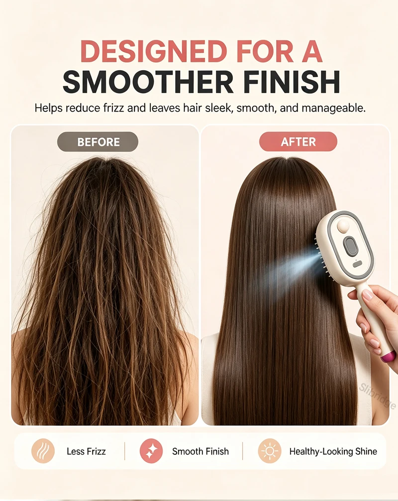 Wet Electrics Hair Brush with Water Spray Rechargeable Steam Hair Straightener for Both Long & Short Hairs anti Frizz Hair Brush