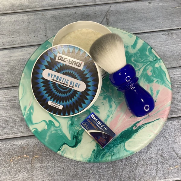 Yaqi 24mm Arctic Sky Deep Blue Handle Men's Shaving Brush Beard Brush