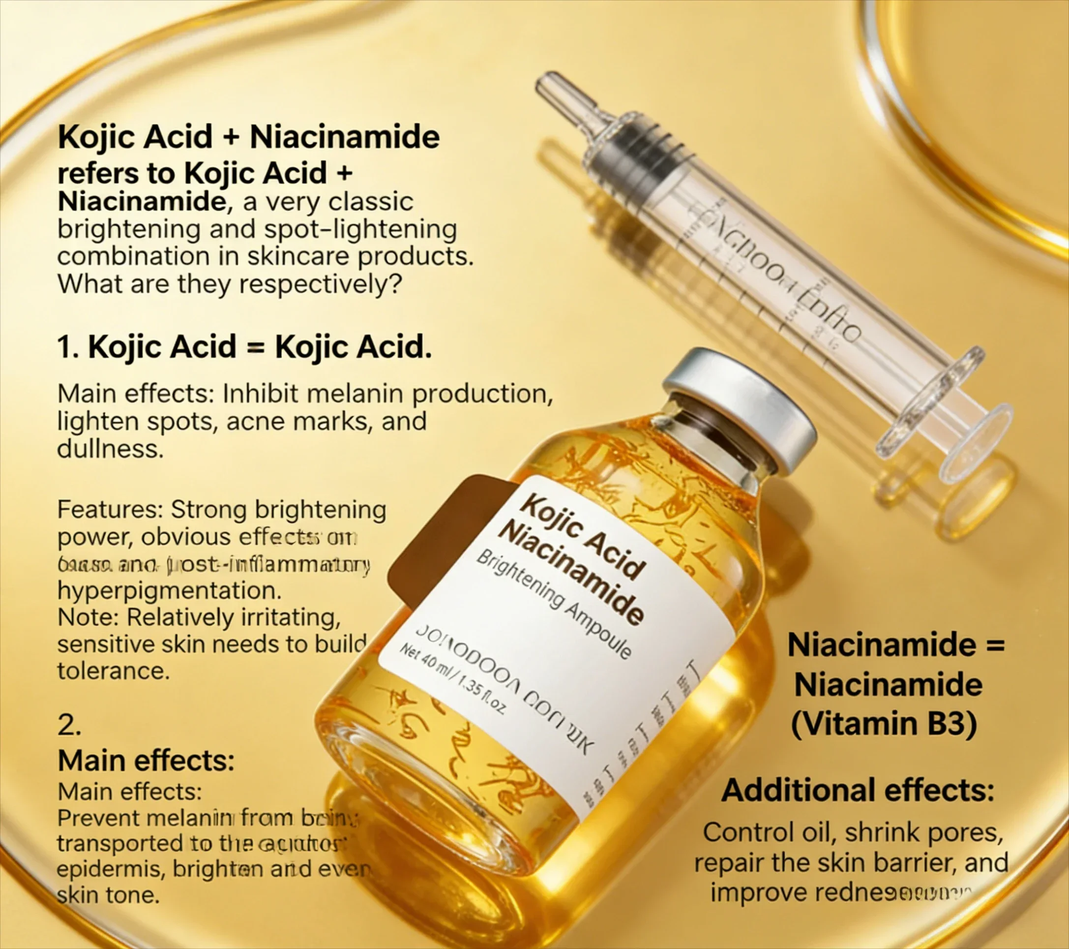 KOJIC Acid Niacinamide Ampoule Serum Set Dark Spot care Brightening Firming Hydrating Moisturizing lightening Facial skin care