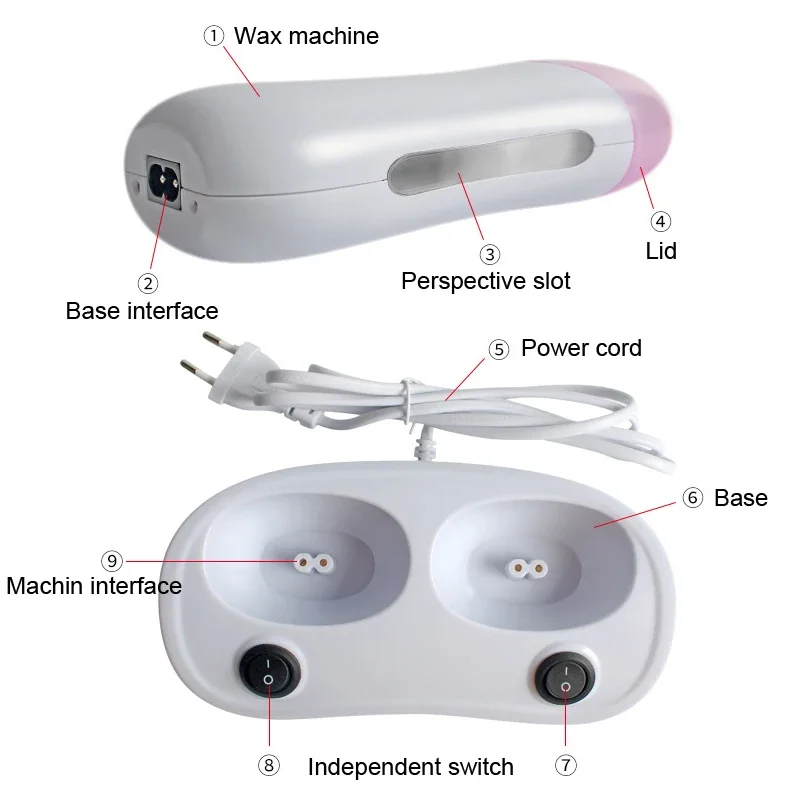 2 in 1 Depilatory Wax Heater Epilator Cartridge Wax Roller Base Roll On Waxing Supply Refillable Hair Removal Wax-melt Machine