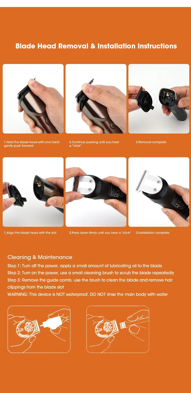 Electric Hair Clipper Hair Cutting Machine For Men Type-C Rechargeable Grooming Tools