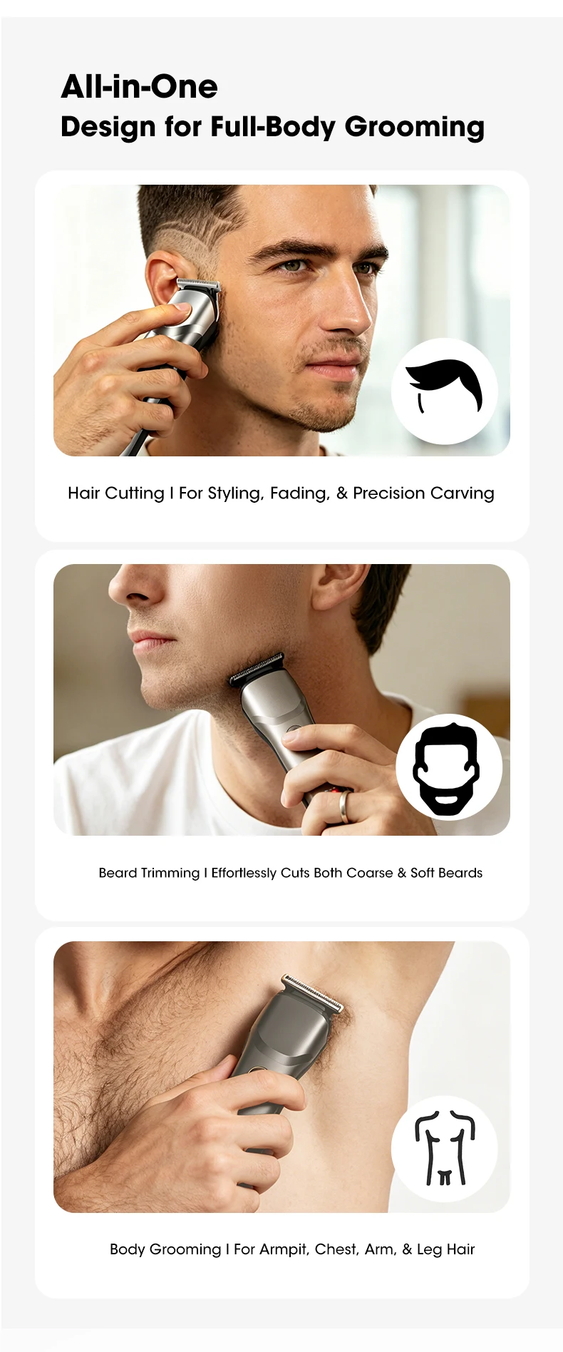 Electric Hair Clipper Hair Cutting Machine For Men Type-C Rechargeable Grooming Tools