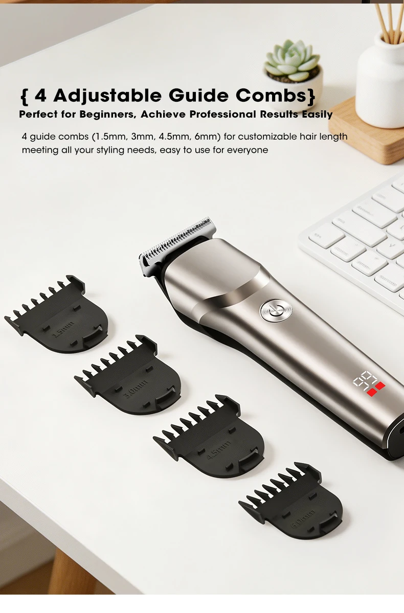 Electric Hair Clipper Hair Cutting Machine For Men Type-C Rechargeable Grooming Tools