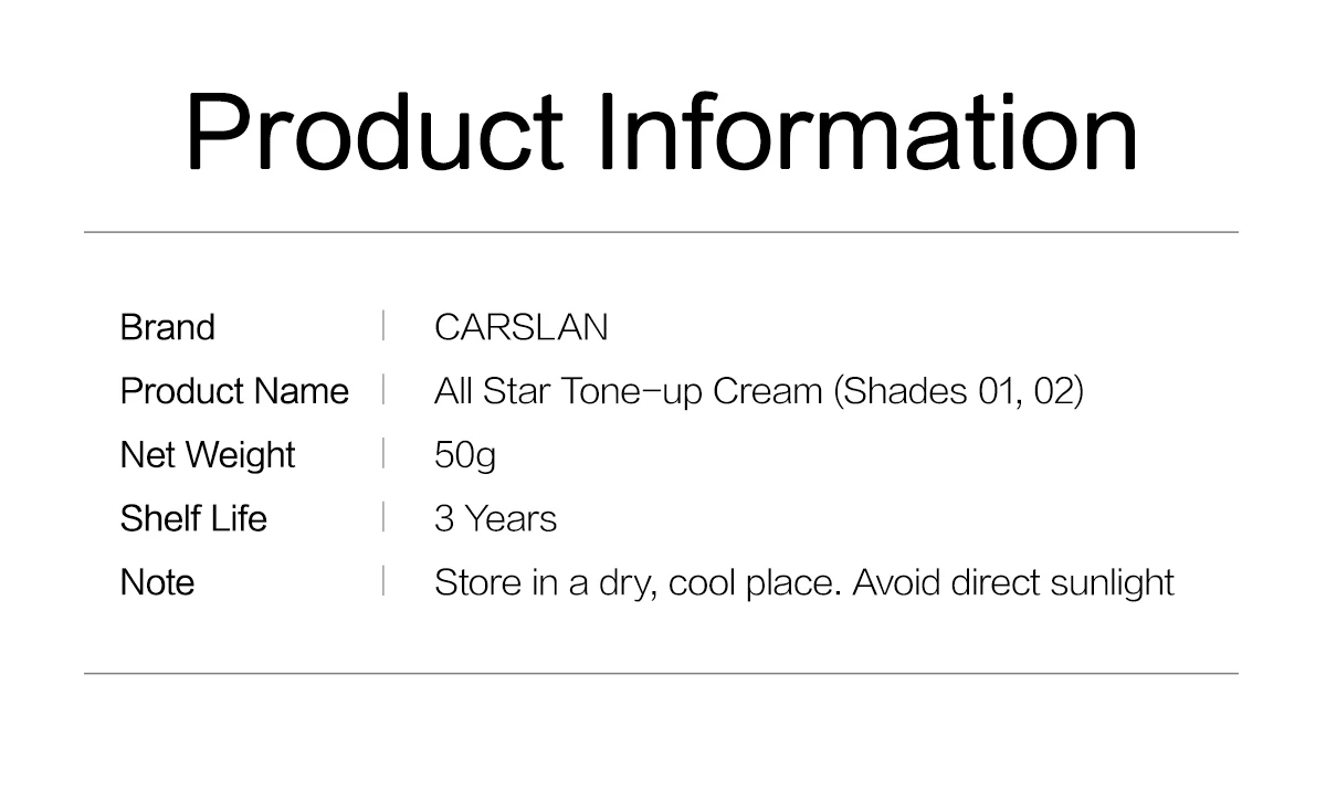 CARSLAN All Star Tong-up Cream Face Foundation Whitening Dress Cream Hydrating Moisturizing Makeup Primer