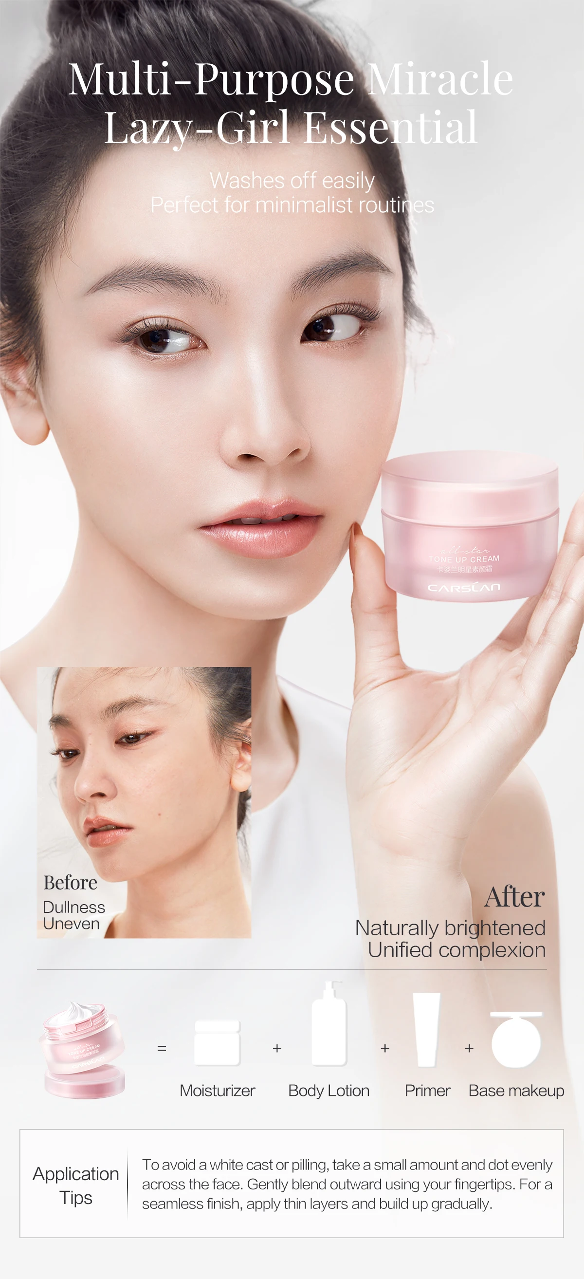 CARSLAN All Star Tong-up Cream Face Foundation Whitening Dress Cream Hydrating Moisturizing Makeup Primer