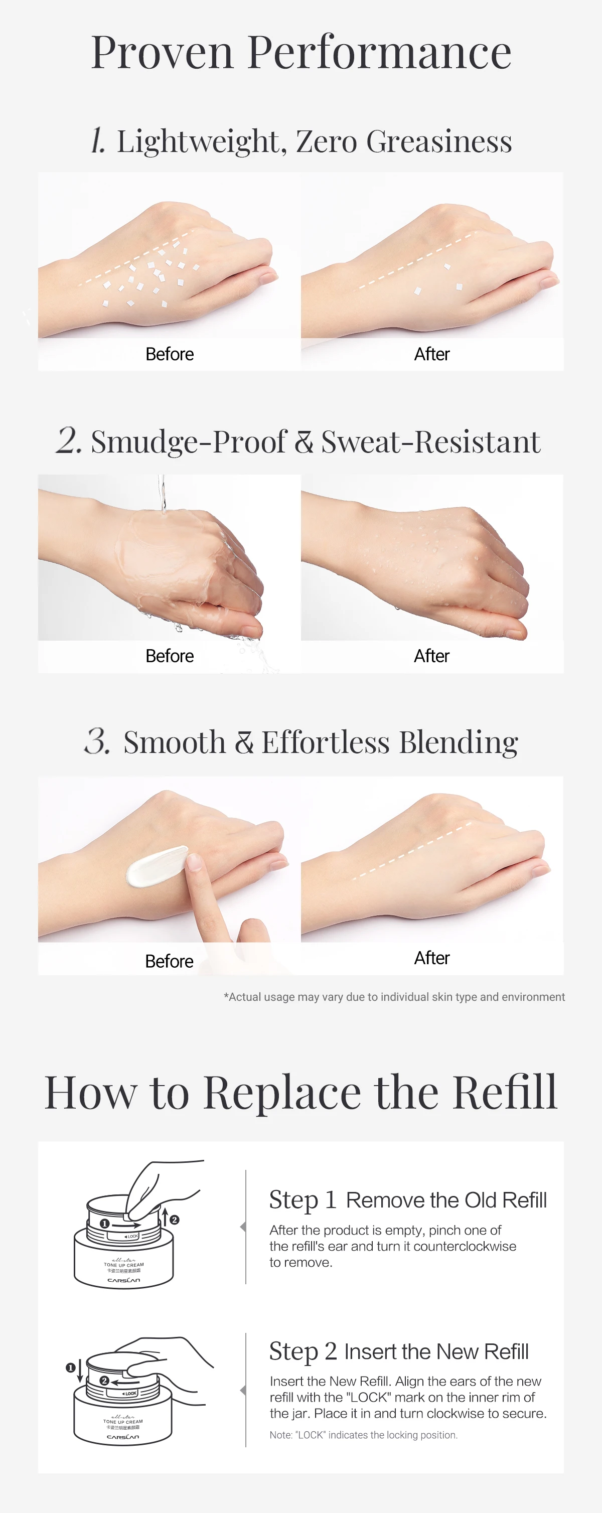 CARSLAN All Star Tong-up Cream Face Foundation Whitening Dress Cream Hydrating Moisturizing Makeup Primer