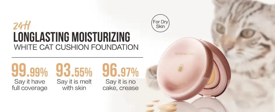 CARSLAN Moisturizing Longlasting Air Cushion Cream Face Foundation BB Cream Oil Control Concealer Face Base Makeup