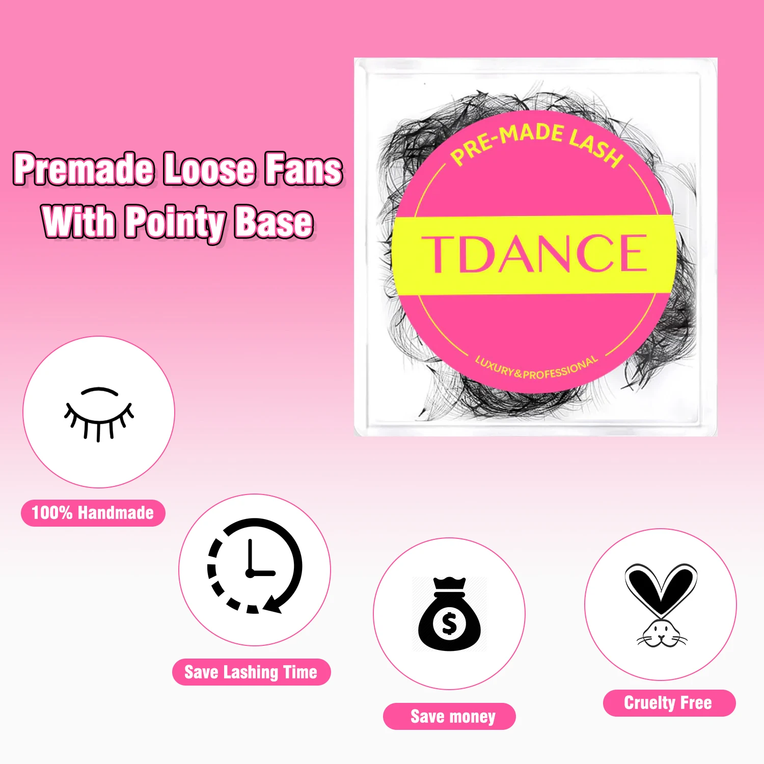 TDANCE 2500Fans Pointy Base Loose Fans 5Pcs/Lot Professional Medium Stem Sharp Thin Pro-made Volume Fans Eyelash Extensions