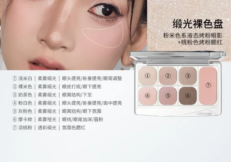 Cheeryep Facial Palette Makeup Eye Highlighter Beauty Powder Blusher Matte Shimmer For Women