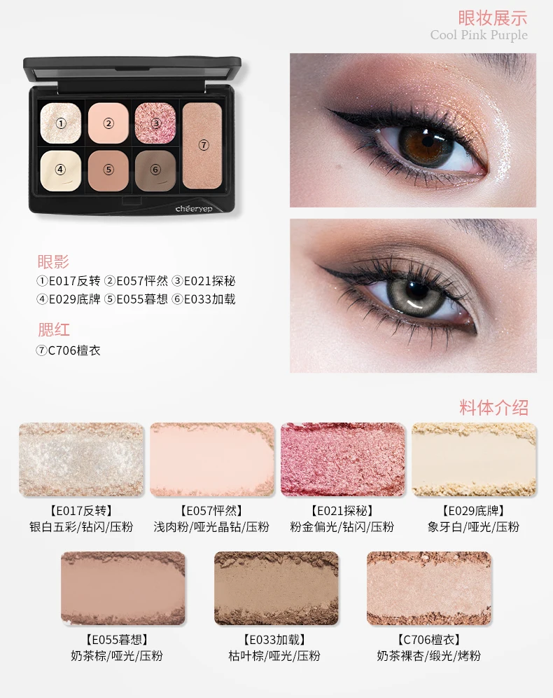 Cheeryep Facial Palette Makeup Eye Highlighter Beauty Powder Blusher Matte Shimmer For Women