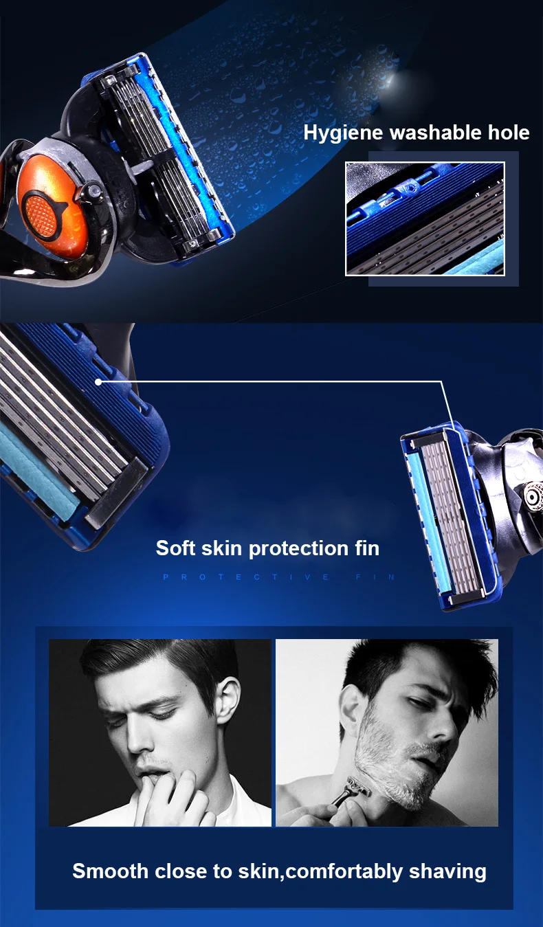 Gillette Fusion 5 Proglide Shaver Manual Safety Razor FlexBall Handle 5-layer Blade Refills for Men's Face Beard Shaving