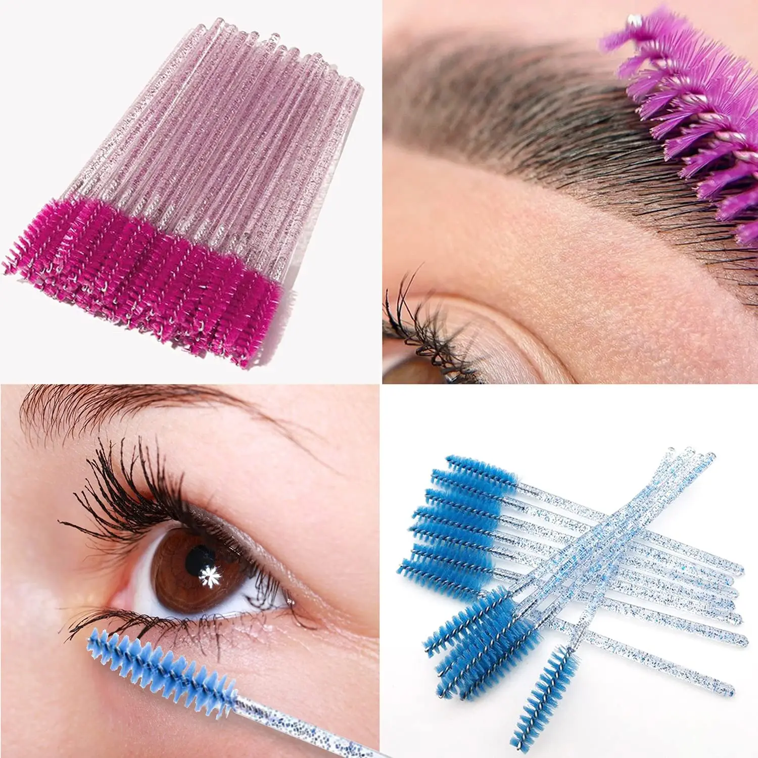 1000pcs Crystal Cleaning Brush Lash Wands Spoolie Eyelash Extension Mascara Brush