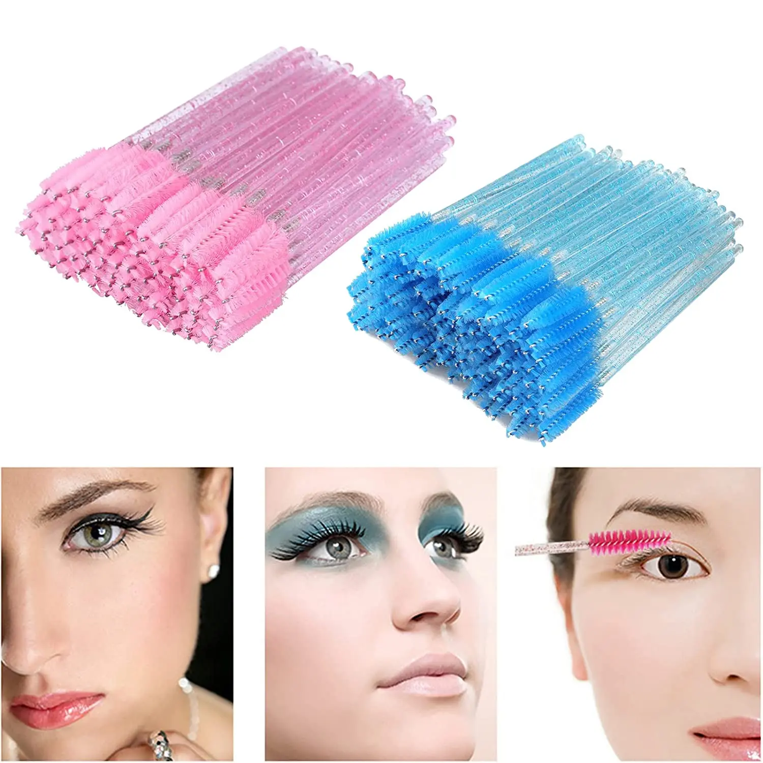 1000pcs Crystal Cleaning Brush Lash Wands Spoolie Eyelash Extension Mascara Brush