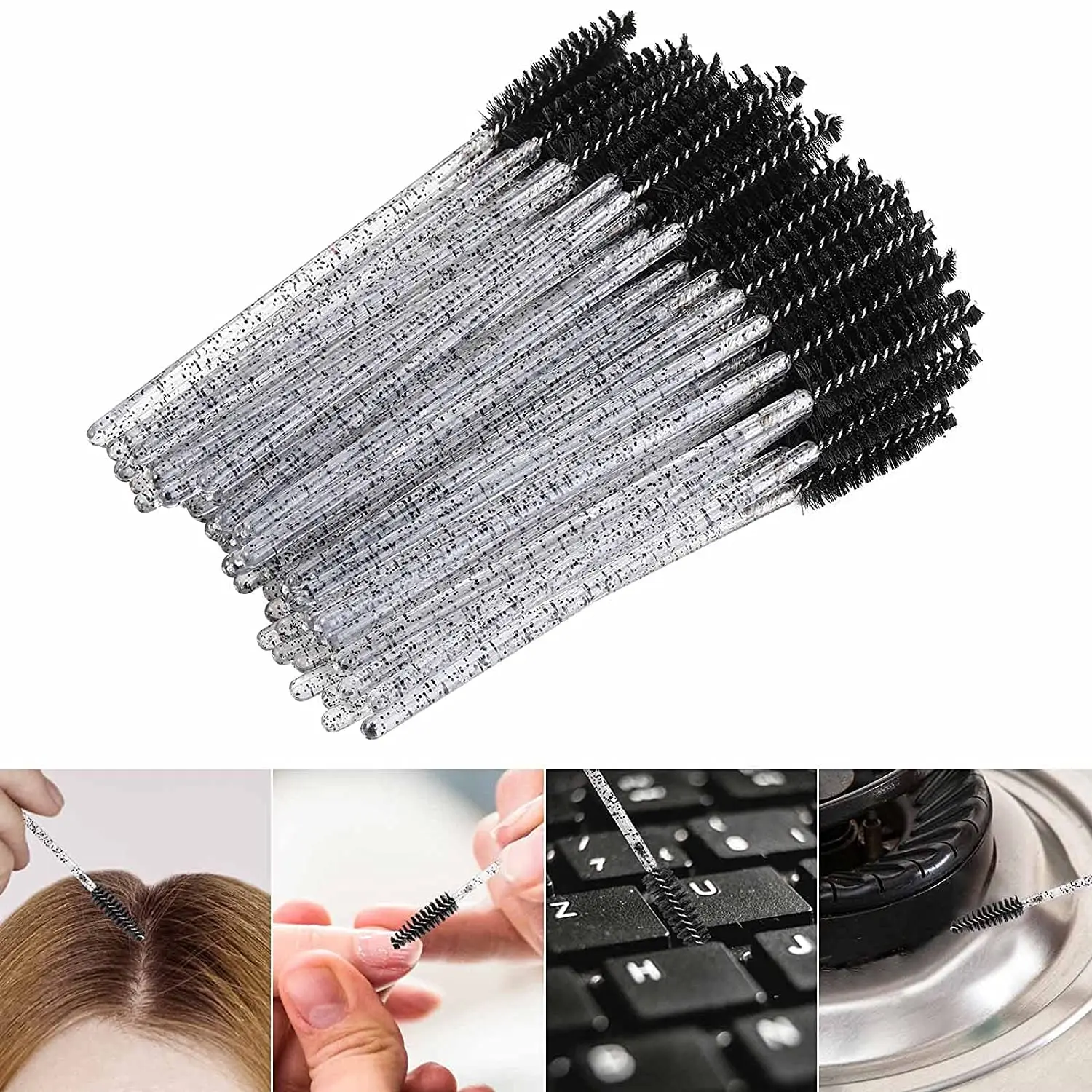 1000pcs Crystal Cleaning Brush Lash Wands Spoolie Eyelash Extension Mascara Brush