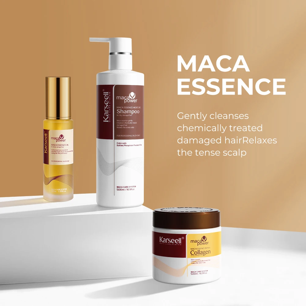 Karseell 3pcs Set Collagen Hair Mask + Argan Oi + Hair Shampoo Essence Moisturizing Repair Set for Dry Damaged Hair Gift