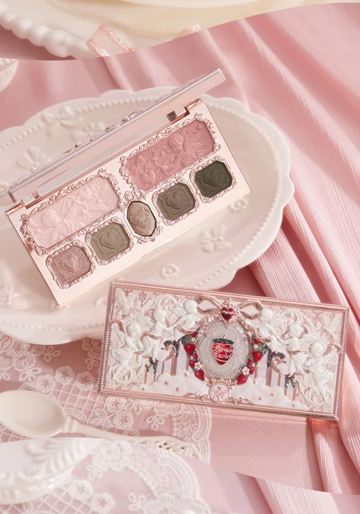 Flower Knows Strawberry Cupid Collection Facial Complexion Palette Blush Eyeshadow Highlighter Flower Know Face Bronzer Palette
