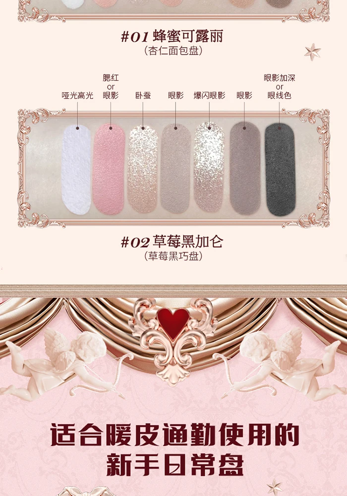 Flower Knows Strawberry Cupid Collection Facial Complexion Palette Blush Eyeshadow Highlighter Flower Know Face Bronzer Palette
