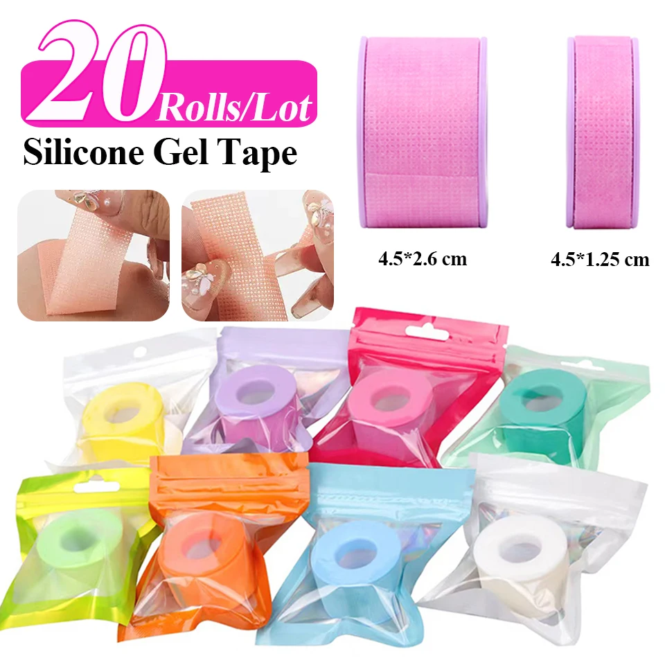 NEW 20Rolls Non-Woven Silicone Gel Tape Sensitive Skin Multi Use Breathable Microporous Color Gel Tape Eye Pad Makeup Patches