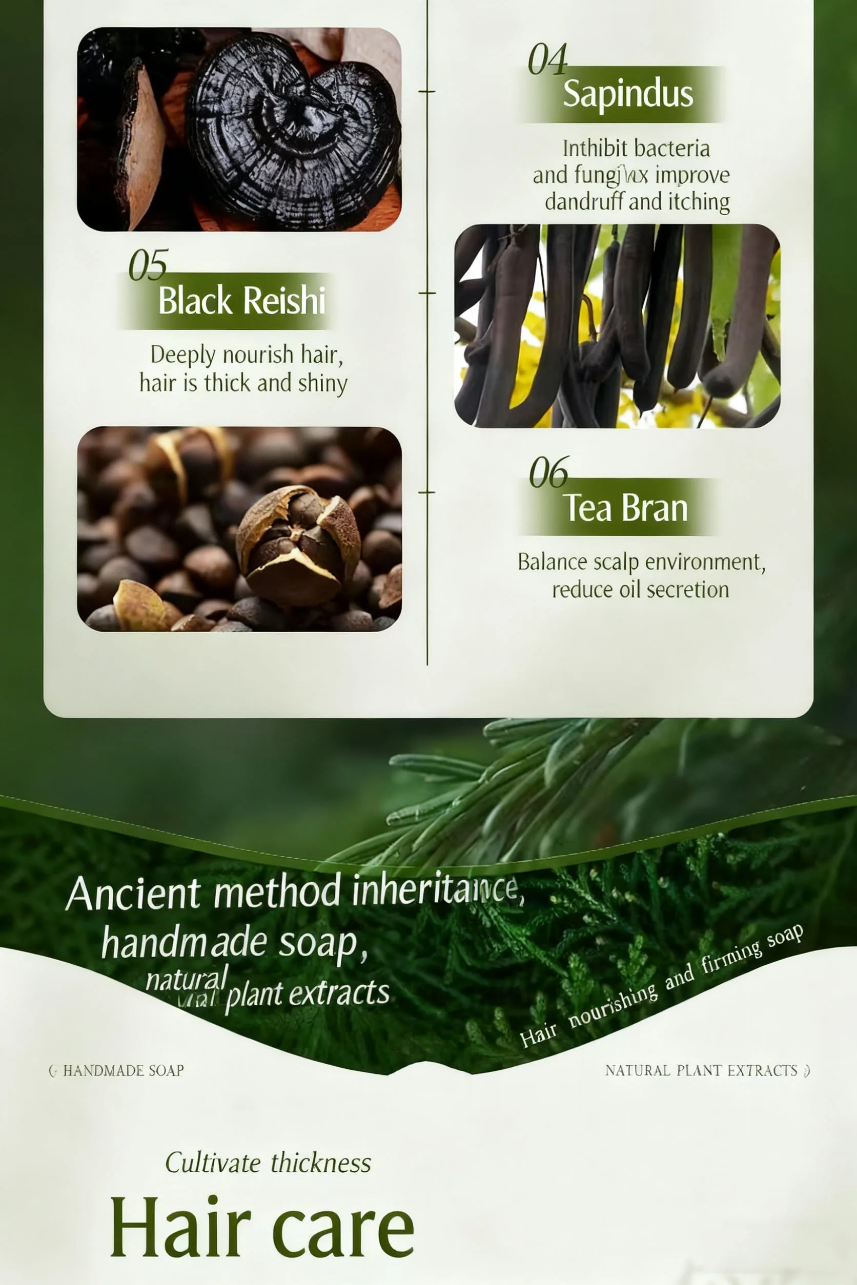 Original Seven Green Hair Product Platycladus Orientalis Leaves Usman Grass CACUMEN BIOTAE ISATIS INDICOTICA SHAMPOO Soap BAR