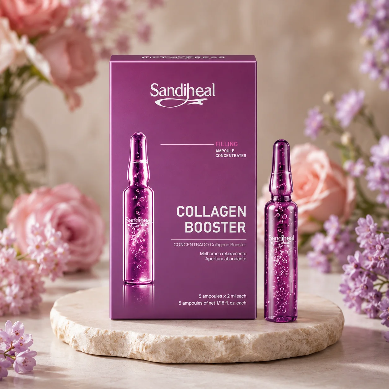SandiHeal Glow Ampoules Concentrate Original Korean Skin Care Collagen Hydration Smoothing Lift Facial Care Repair Beauty Serum